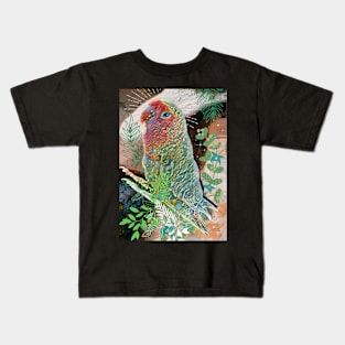 Cute little red and green exotic bird. Kids T-Shirt